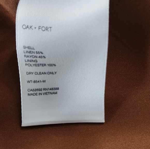 OAK + FORT Teak Linen Blend Crop Top Smocked Back Minimalist Tank Size S NWT - Picture 5 of 9